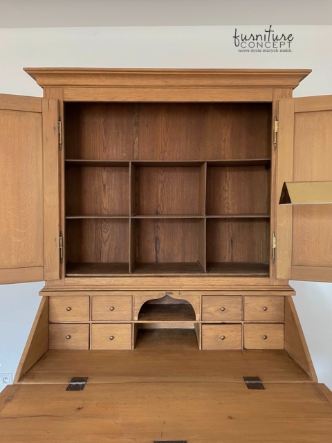 Dębowy sekretarzyk z nadstawką TOSCANA