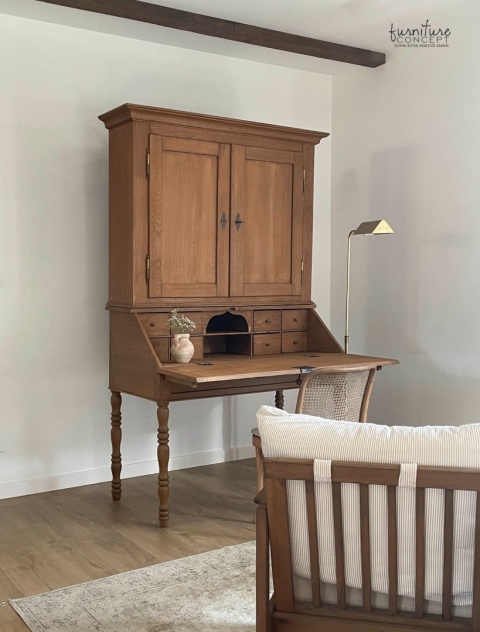 Dębowy sekretarzyk z nadstawką TOSCANA