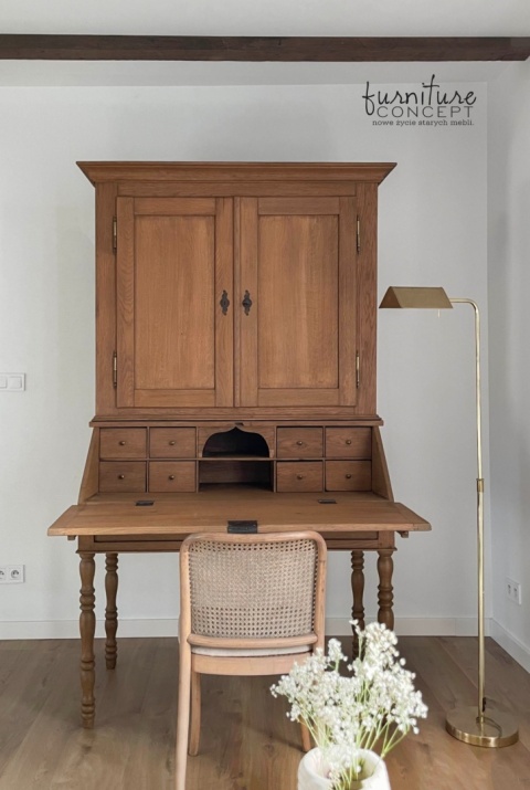 Dębowy sekretarzyk z nadstawką TOSCANA